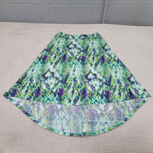 Cato Dresses & Skirts - Cato Skirt Womens Small Green Purple High Low Hem Snakeskin Pattern Flowy Casual
